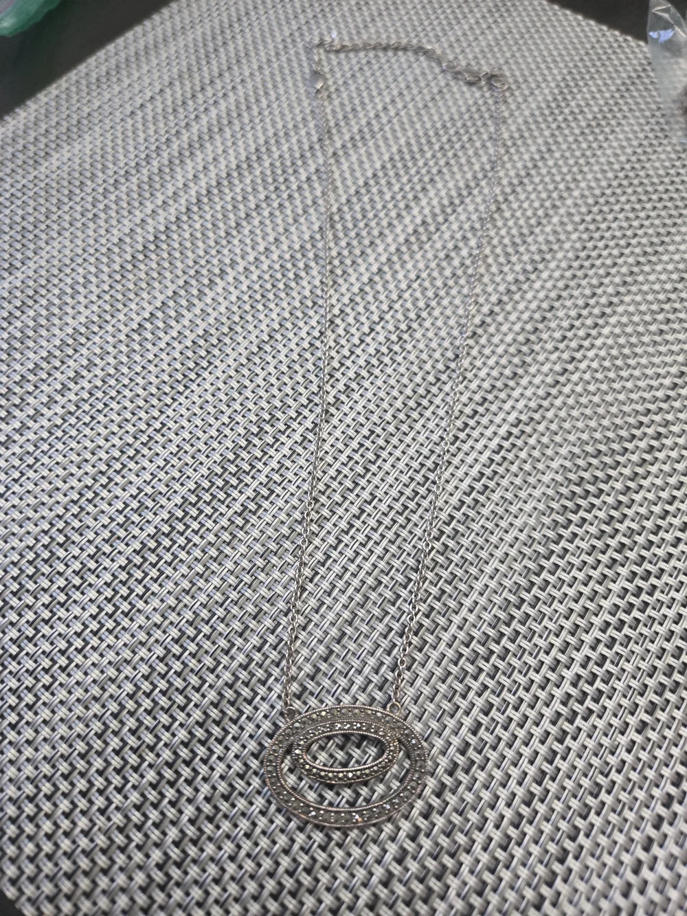 Silver Oval Crystal Pendant Necklace